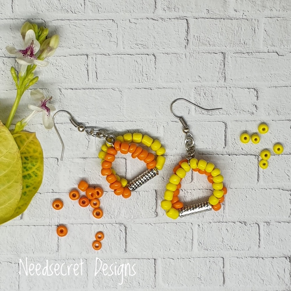 Colored Beaded Fashion Drop Earrings